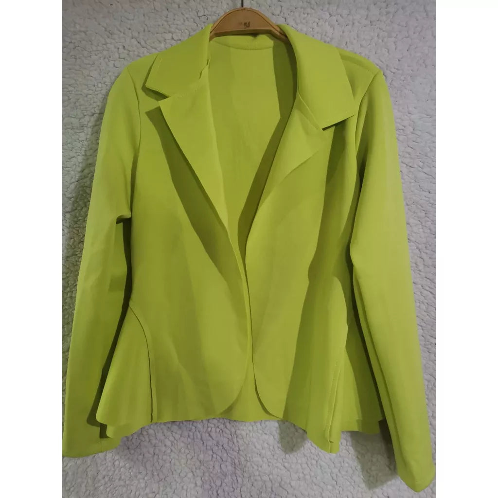Blazer Feminino em Neoprene Casaco curto Varias Cores com babado Terninho Social aberto