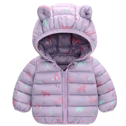 Casaco De Inverno Infantil Grosso De Algodão Estampado