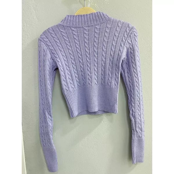 Blusa de frio tricô cropped feminina manga longa