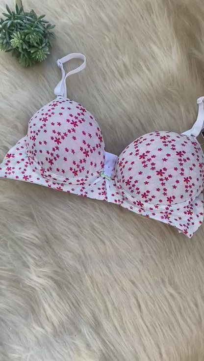 Sutiã  estampado Lingerie Básico Com Bojo Pala inteira Algodão Estampado
