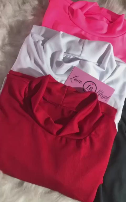 Blusa Body Bori Feminino Manga Longa Liso Gola Alta Moda Feminina Casual