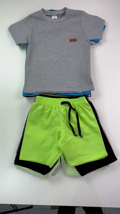 Kit Sortido 10 Peças de Roupas Infantil Menino- 5 Camisetas + 5 Bermudas - Promoção - Kit com 5 Conjuntos de Roupa Infantil Menino Verão Masculino Bebe Barato