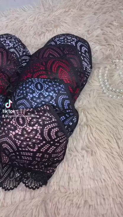 CONJUNTO RENDA COM BOJO SUTIA + CALCINHA LINHA NOITE SENSUAL MODA INVERNO LINGERIE