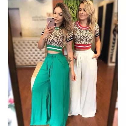 Calça Feminina Pantalona Cintura Alta Bolsos Forro Cinto Viscolinho