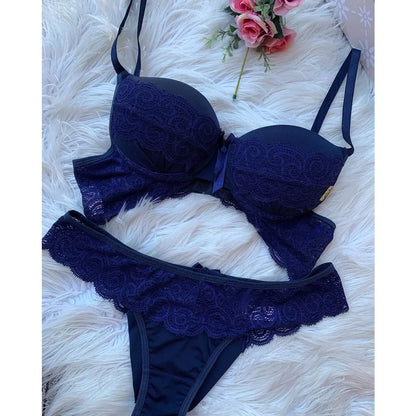 Conjunto Feminino Lingerie Com Bojo Microfibra e Renda JANE MICRO