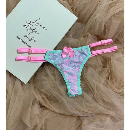 Tanga Neon Duas tiras Calcinha Sexy Colorida lingerie feminina com regulagem dupla