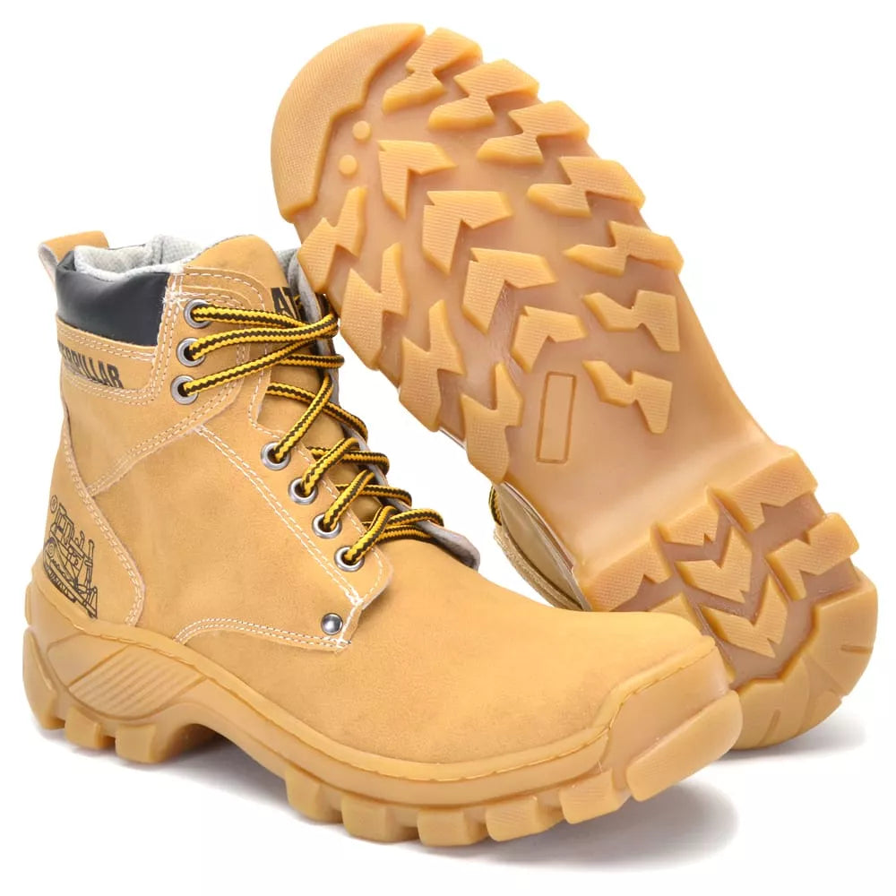 Bota Coturno Cat Casual Bege Em Couro Ecológico