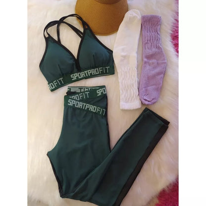 Conjunto Fitness Feminino Legging e Top Com Elástico