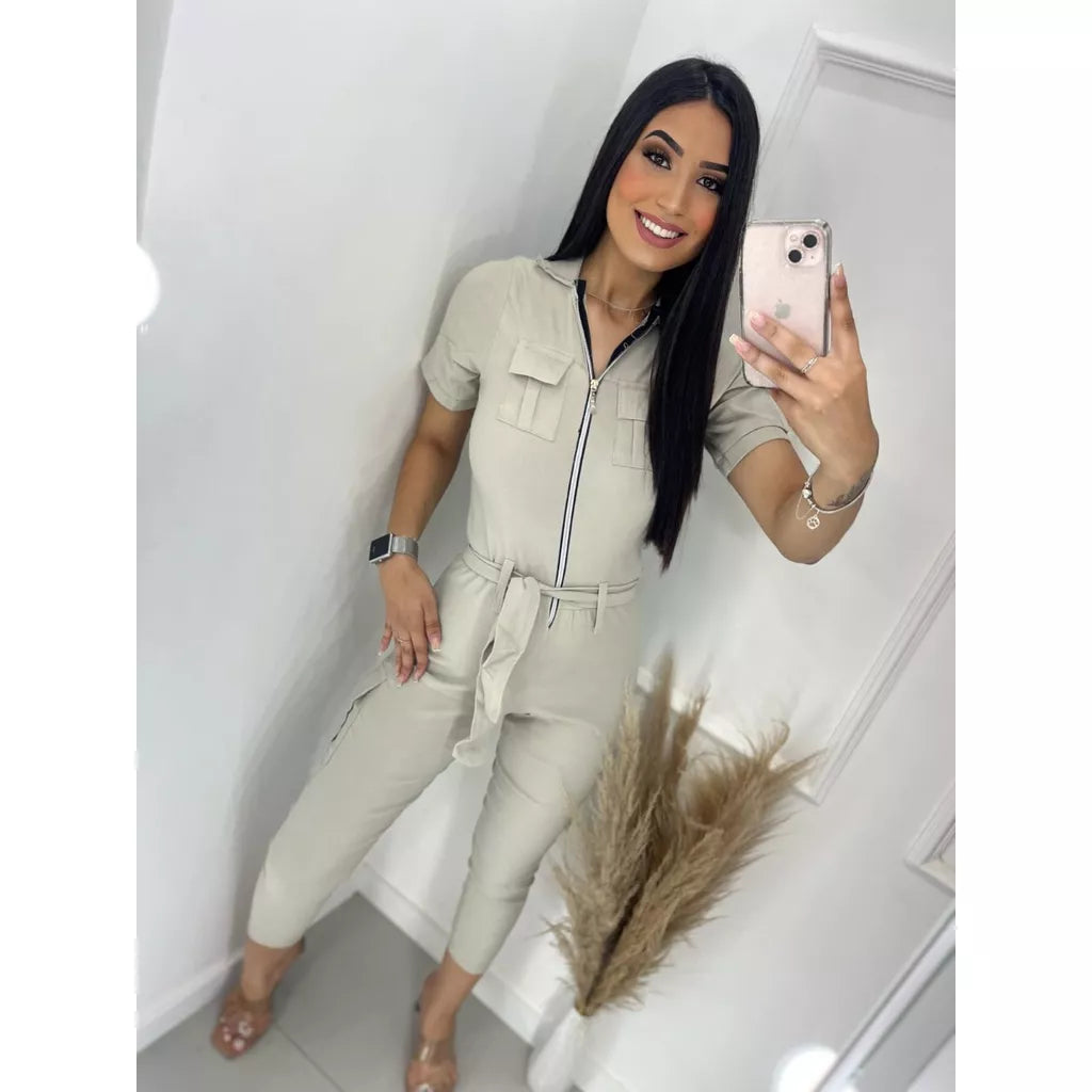 Macacão Feminino Blogueirinha Militar Jogger Promoção