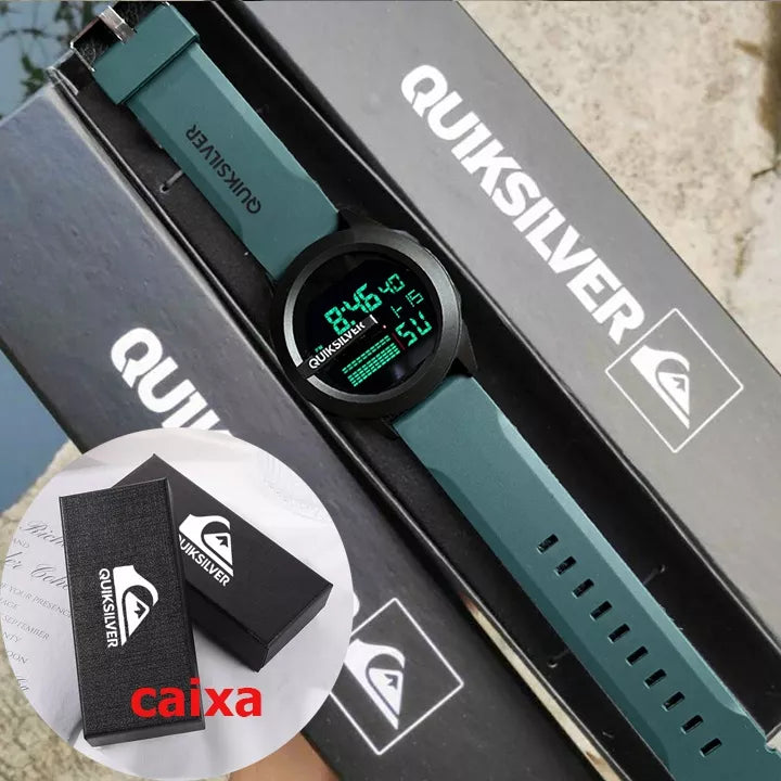 Relógio De Pulso Digital À Prova D'água Quiksilver Men Com Borracha Strab