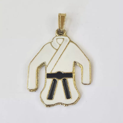 Corrente Cordão Baiano 4mm Longa Banhada Ouro 18K + colares masculinos com Pingente Quimono Faixa Preta Luta
