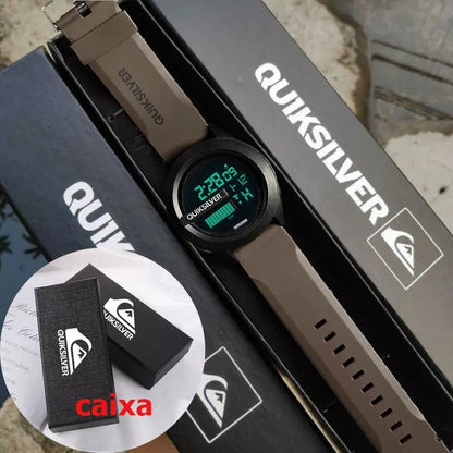 Relógio De Pulso Digital À Prova D'água Quiksilver Men Com Borracha Strab