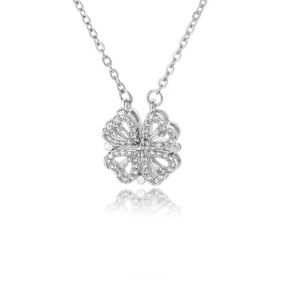 Colar Feminino De Luxo Com Caixa De Flores Artificial Quatro Folhas Pingente Para Namorada Esposa Dia Dos Namorados Presente