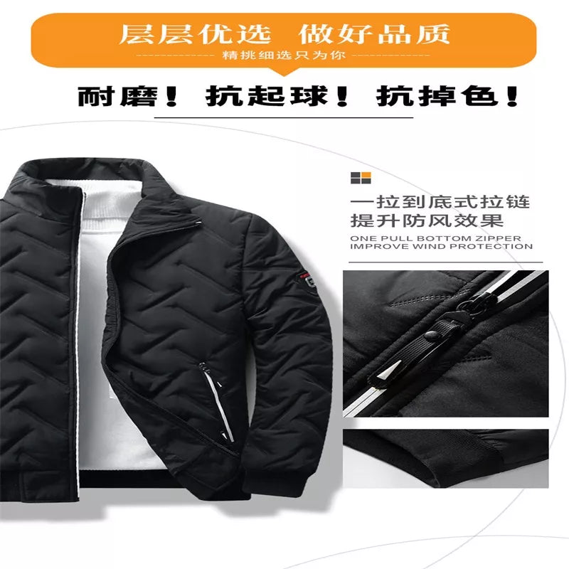 Jaqueta De Outono Para Homens De Inverno Novo Estilo Algodão Versão Coreana Da Moda Gola Curta Acolchoada Leve Baixo