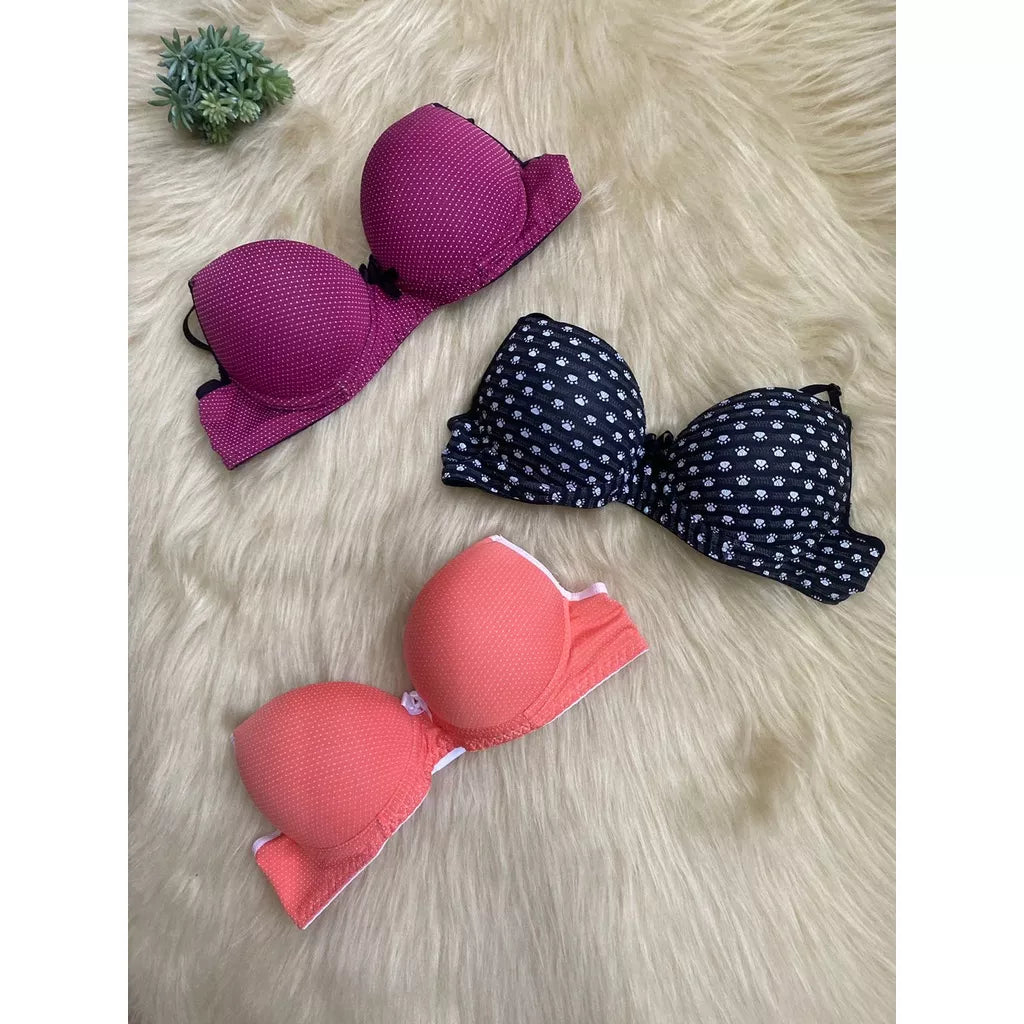 Sutiã  estampado Lingerie Básico Com Bojo Pala inteira Algodão Estampado