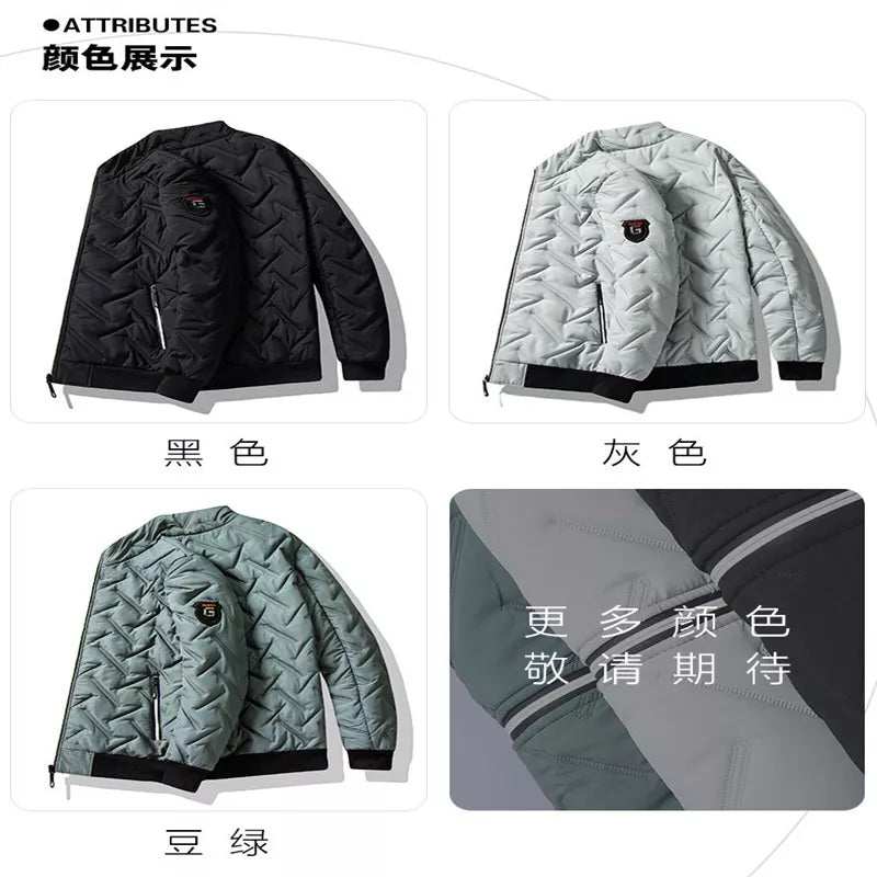 Jaqueta De Outono Para Homens De Inverno Novo Estilo Algodão Versão Coreana Da Moda Gola Curta Acolchoada Leve Baixo