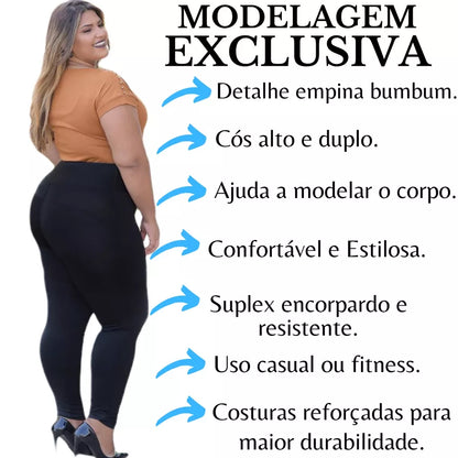 Calça Legging Plus Size Grossa Levanta Bumbum Cintura Alta Fitnes Academia G ao G4