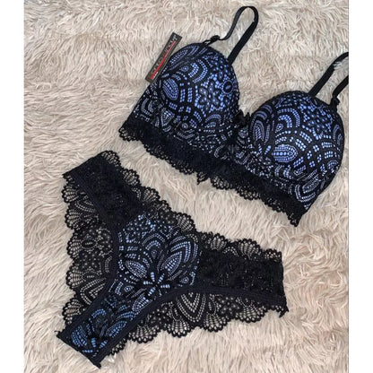 CONJUNTO RENDA COM BOJO SUTIA + CALCINHA LINHA NOITE SENSUAL MODA INVERNO LINGERIE