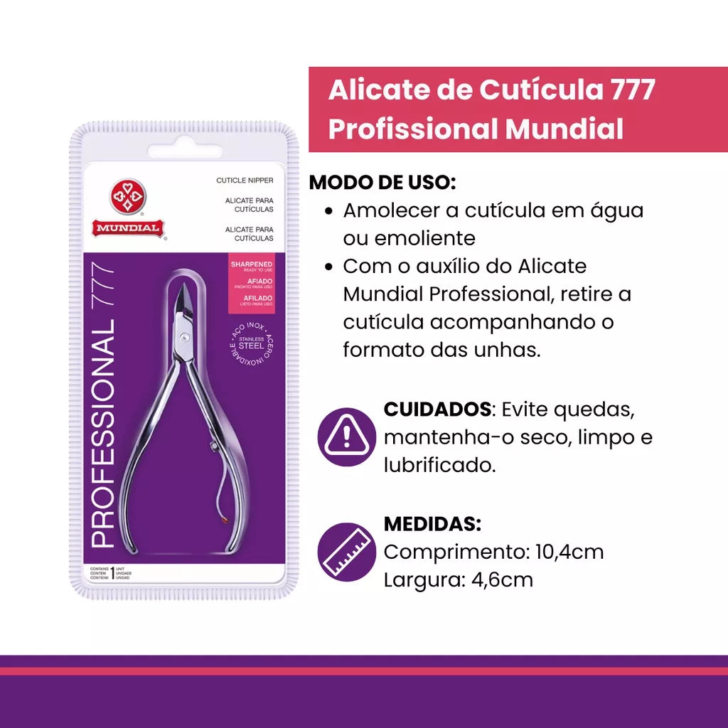 Alicate cuticula 777 professional inox mundial